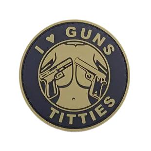 3D Guns & Titties PVC Patch - Tan